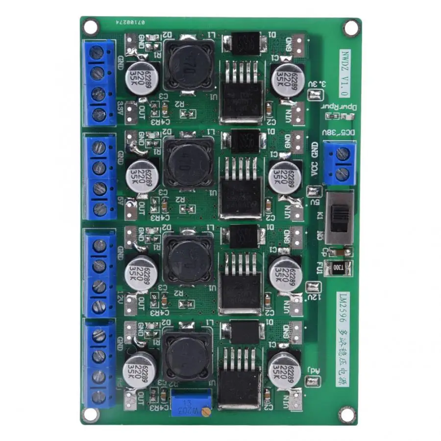 LM2596 4 независимых канала 3 V/5 V/12 V регулируемый Питание 40V Вход преобразователя