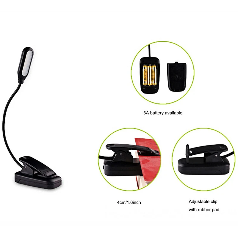 

Led Adjustable Clip On Lamp Light USB Charging Eye Protection Desk Lamp Reading Light SASI