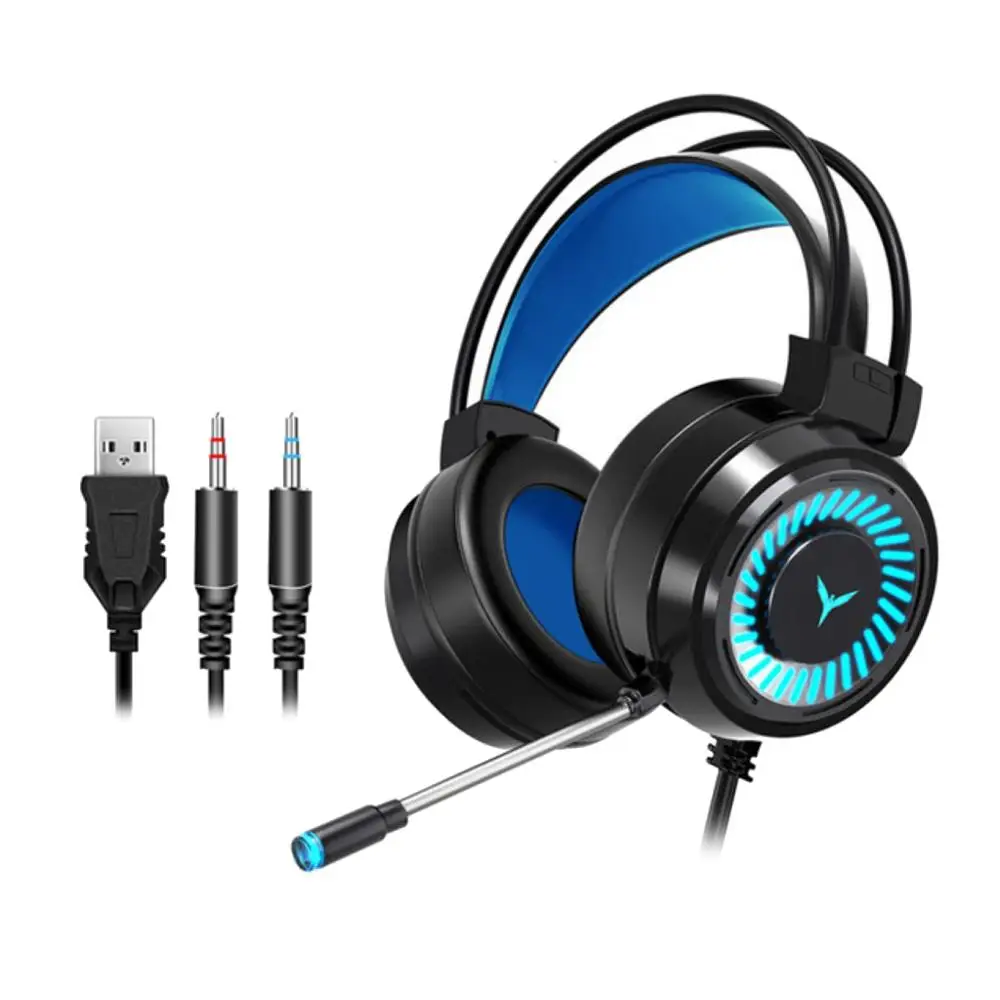 

HIFI Stereo Earphones Gaming Headsets Surround Headphone 3.5mm Wired USB Microphone Colourful Led Light Headset for PS4 Gaming