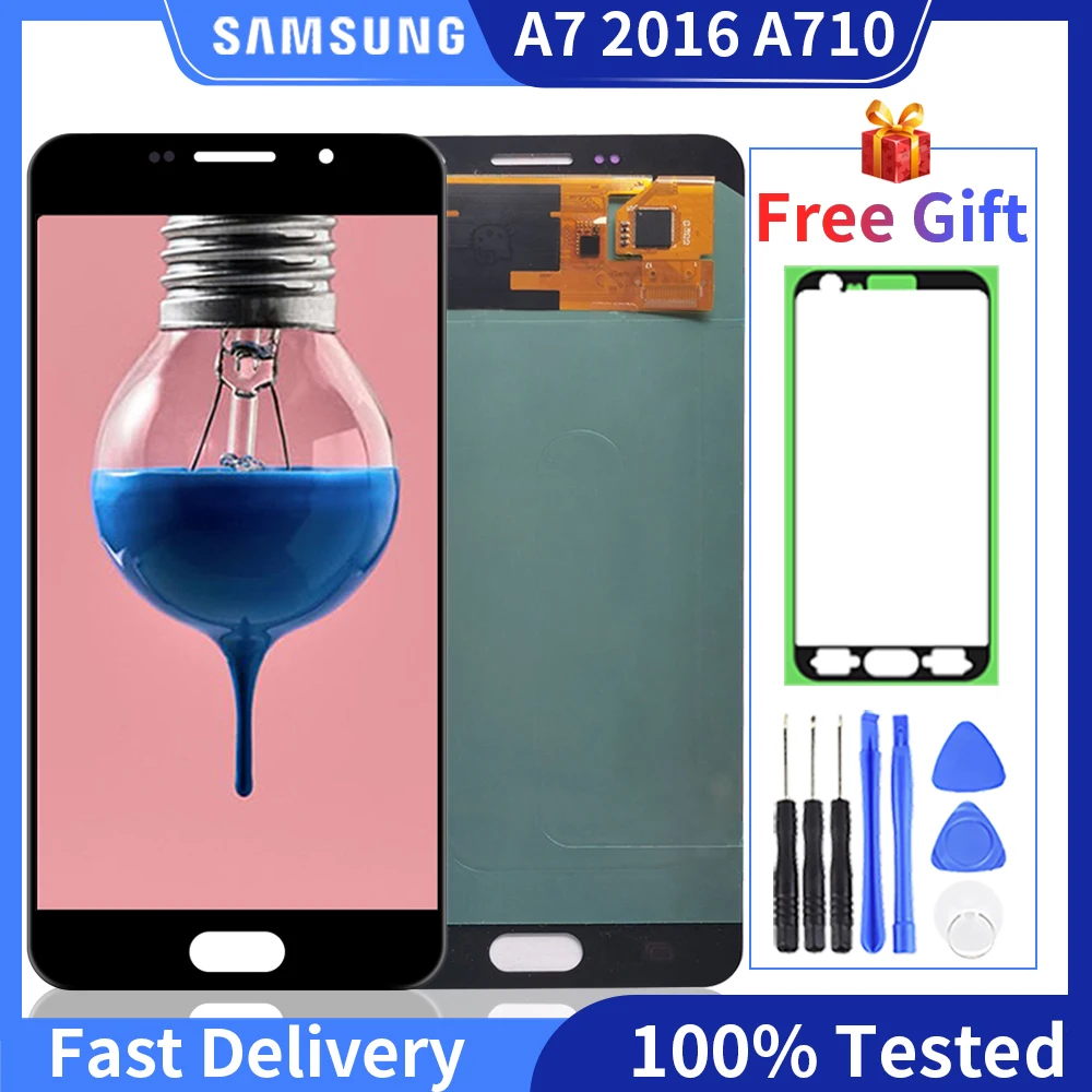 

100% Tested oled For Samsung Galaxy A7 2016 Display Touch Screen Digitizer Assembly For A7100 A710F A710 LCD Screen Replacement