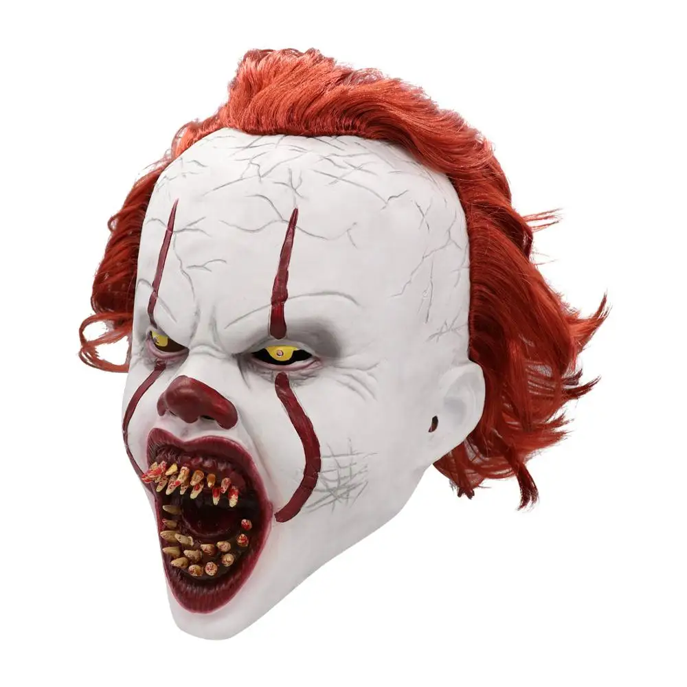 Светодиодный фонарь маска пеннивайза It Chapter Два страшных клоуна Косплей Хэллоуин латексные маски