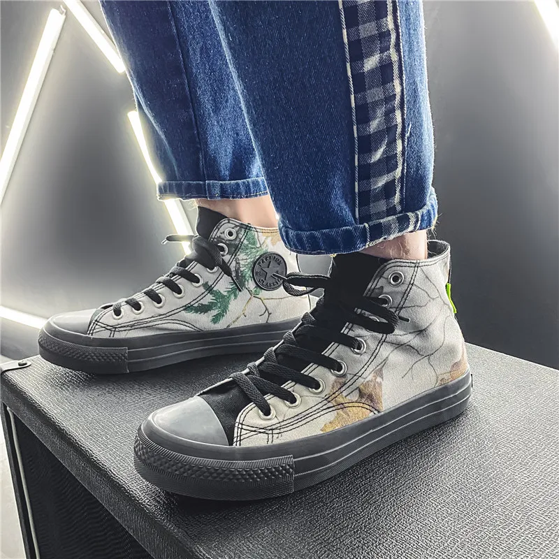 

Men Scenery Print Skateboarding Shoes,High Tops Canvas Shoes,Original Casual Shoes,Size 39-40