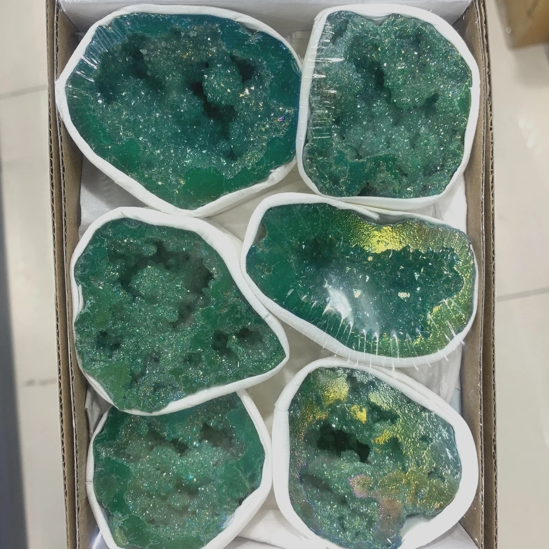 Натуральный Гальванизированный зеленый титан с агатом 1 шт. кристалл сырье