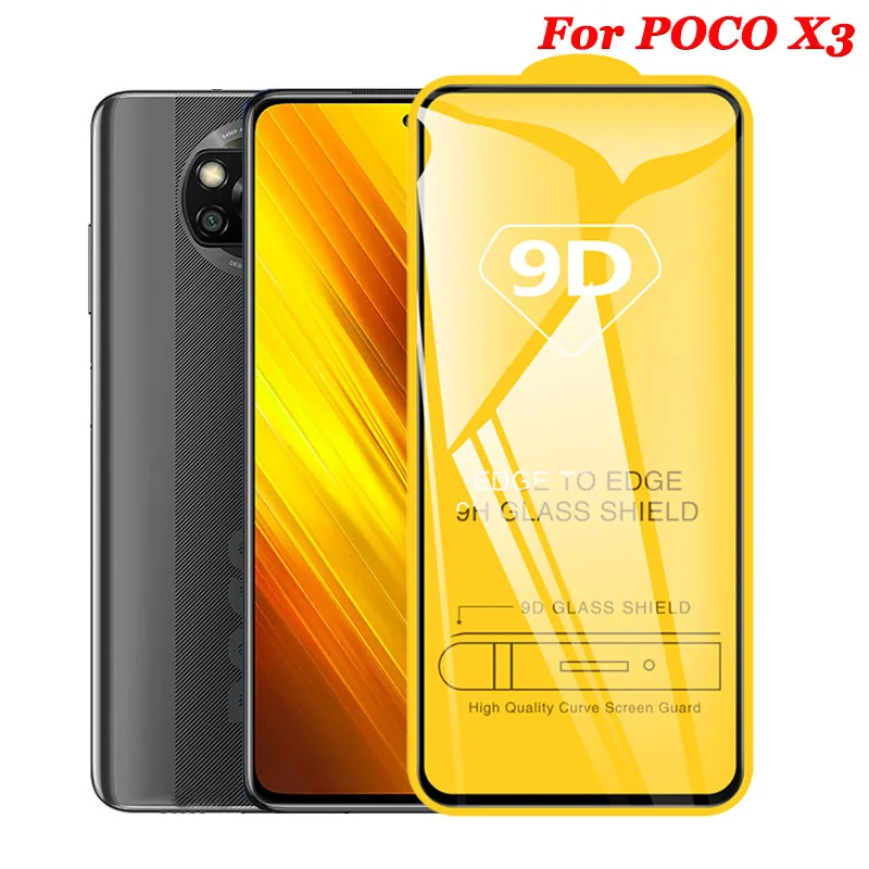 Закаленное стекло 9D для Xiaomi POCO X3 NFC пленка с закругленными краями изогнутое