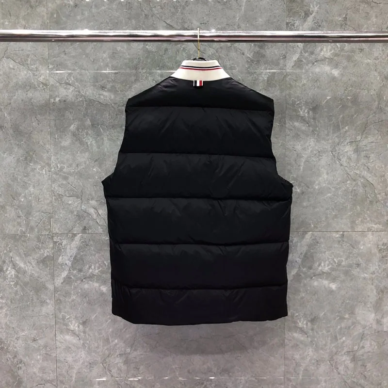 TB THOM Winter Men's Jackets Fashion Brand Down Black Jacket Vest Matte Nylon Chest 4-Bar Stripe Thick Wholesale TB Thermal vest