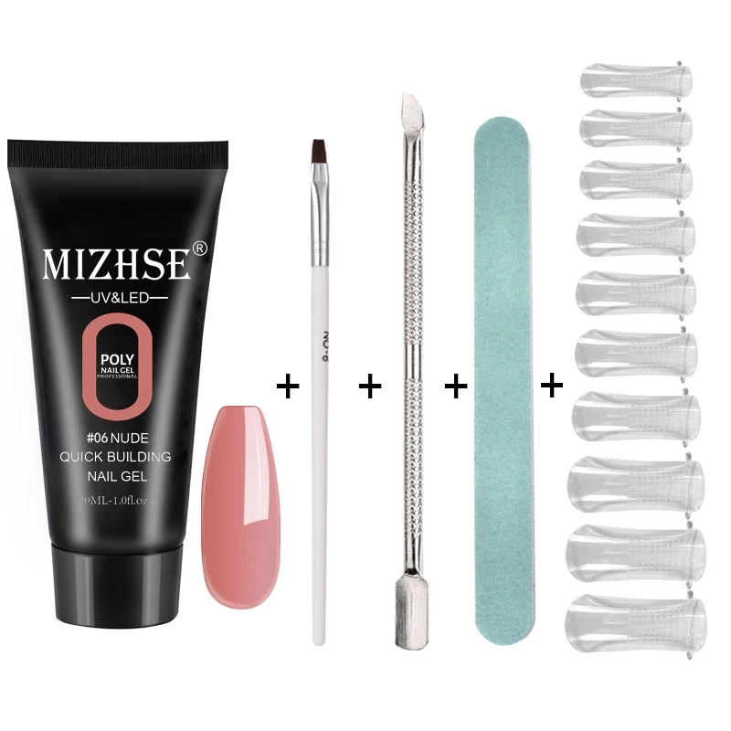 MIZHSE Crystal Jelly Gum Poly Gel Set 30ml Crystal Jelly Builder Nail Finger Extension Hard UV Gel Lacquer Manicure Tips - Цвет: MS-Set03-P06
