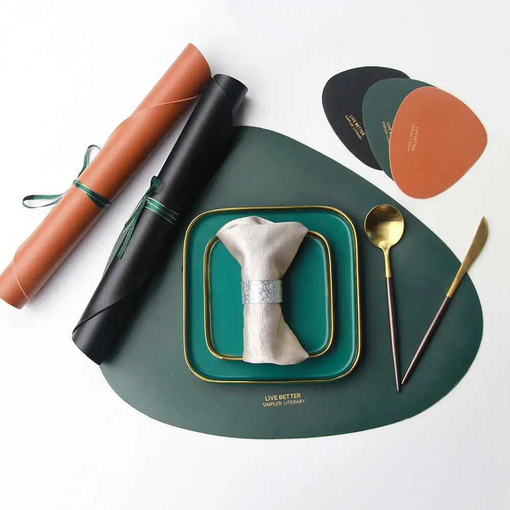 Столовые приборы столовые Настольный коврик из искусственной кожи