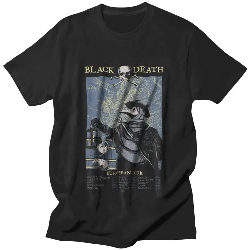 Футболка мужская с принтом Чумного доктора хлопковая тенниска короткими