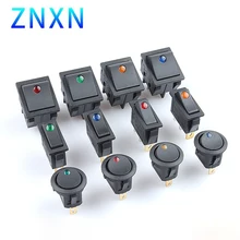 1 pieces/group on/off 12v circular rocker point waterproof toggle switch LED water light LED backlight switch