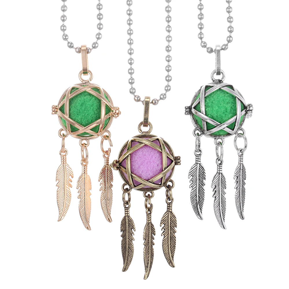 Новинка ароматерапия диффузор ожерелье винтажное бронзовое Ловец снов перо