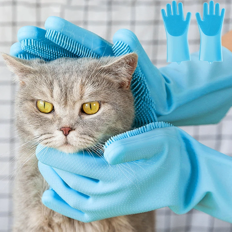 

Перчатки для ванны и ухода за кошками против царапин, щетка, многофункциональная варежка для мытья собак, варежка для мытья шерсти домашних ...