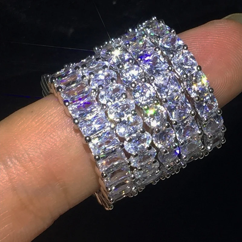 

Fashion Luxury Women Ring Micro Paved Big Round/Square/Oval CZ Promise Finger Ring Wedding Jewelry Wife's Love Gift High Quality