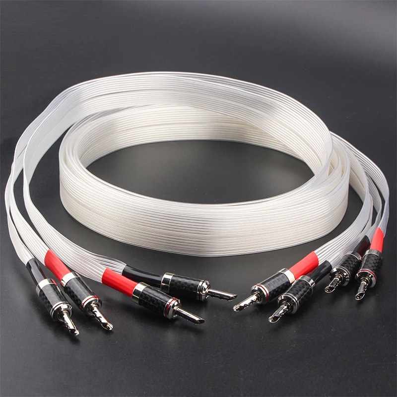 

Preffair hifi speaker cable, hi-end silver plated occ nordost speaker cable, carbon fiber banana plug