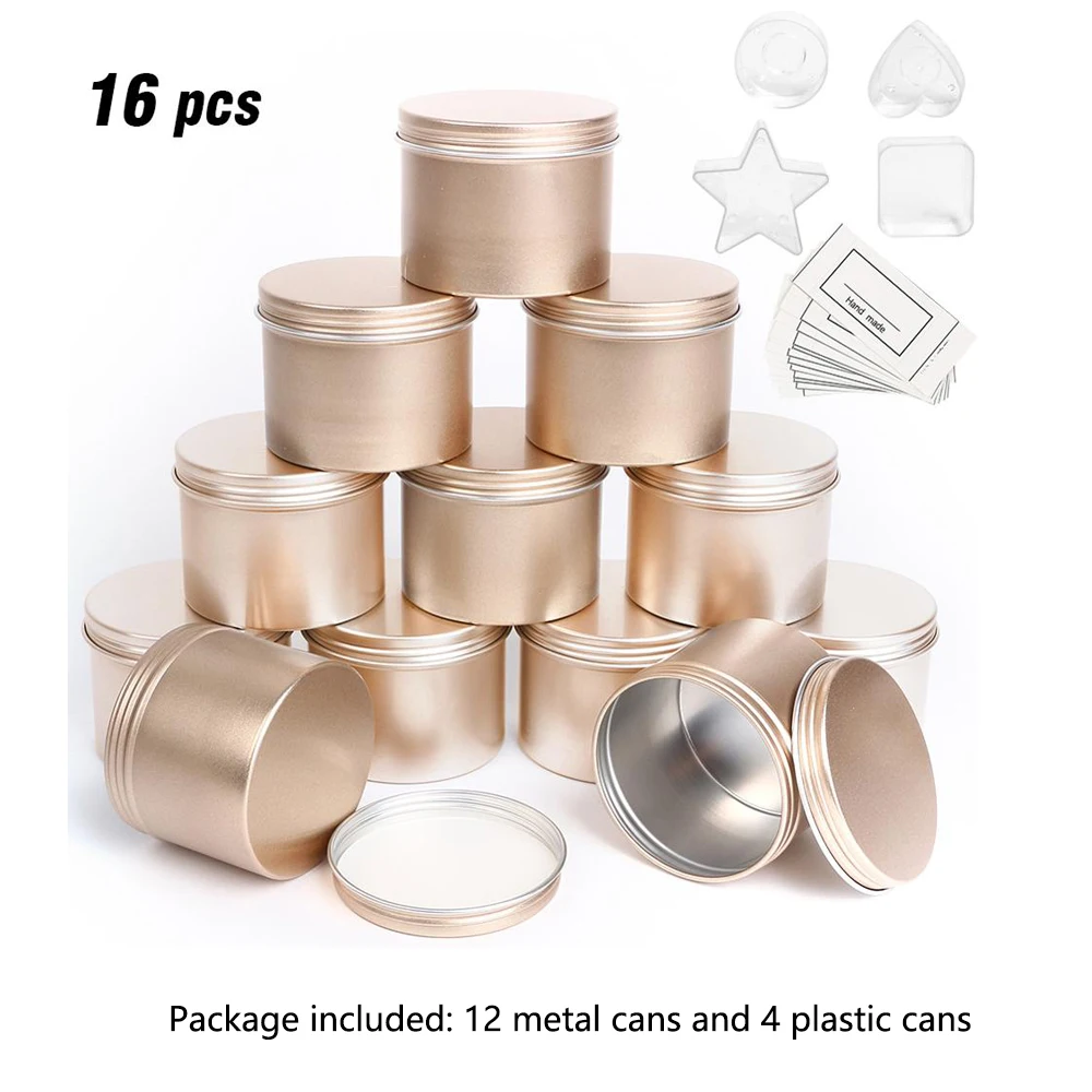 

Round Metal Tin Box Candle Tin Black Aluminum Jar Storage Empty Pot Plain Screw Top Cans Cream Cosmetic Container Gold Silver