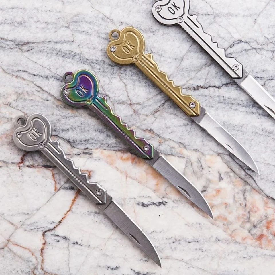 

High Quality Portable Stainless steel mini folding knife ladies self-defense fruit knife keychain
