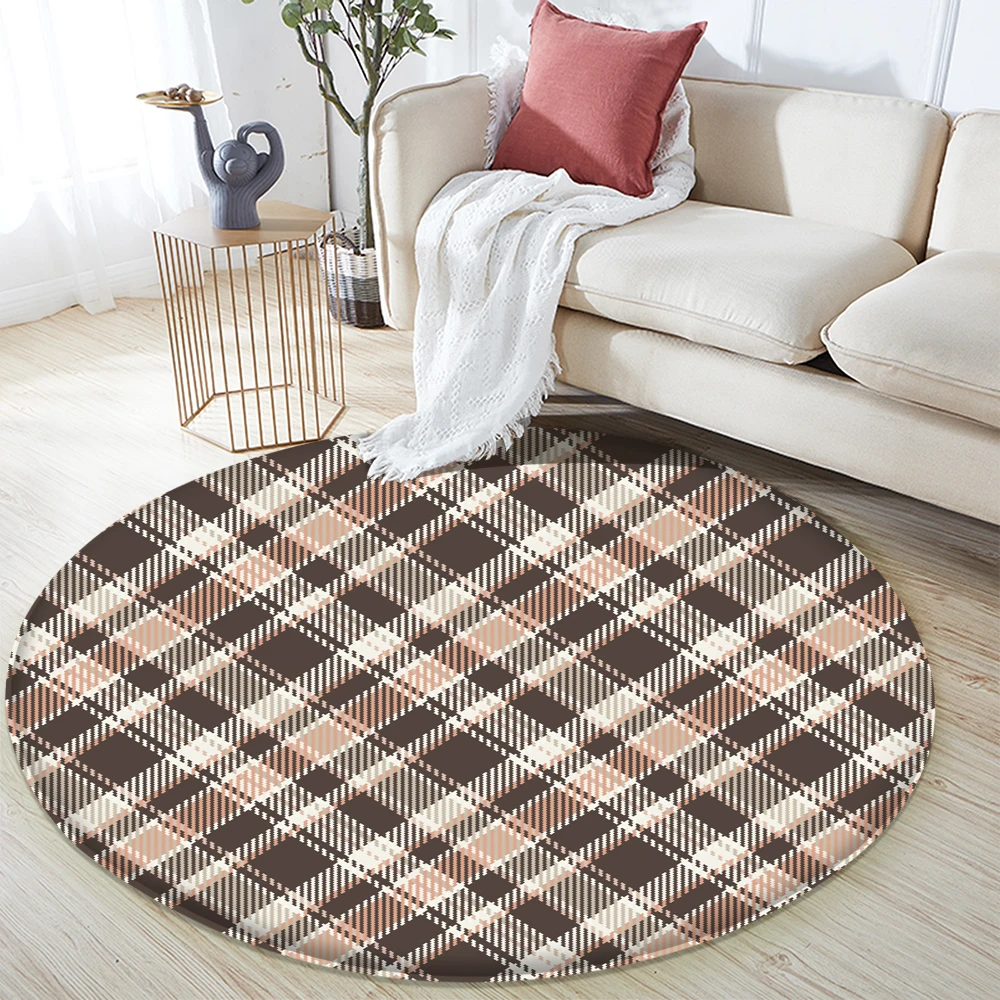 

Ковер фланелевый с принтом в европейском стиле, Геометрическая круглая