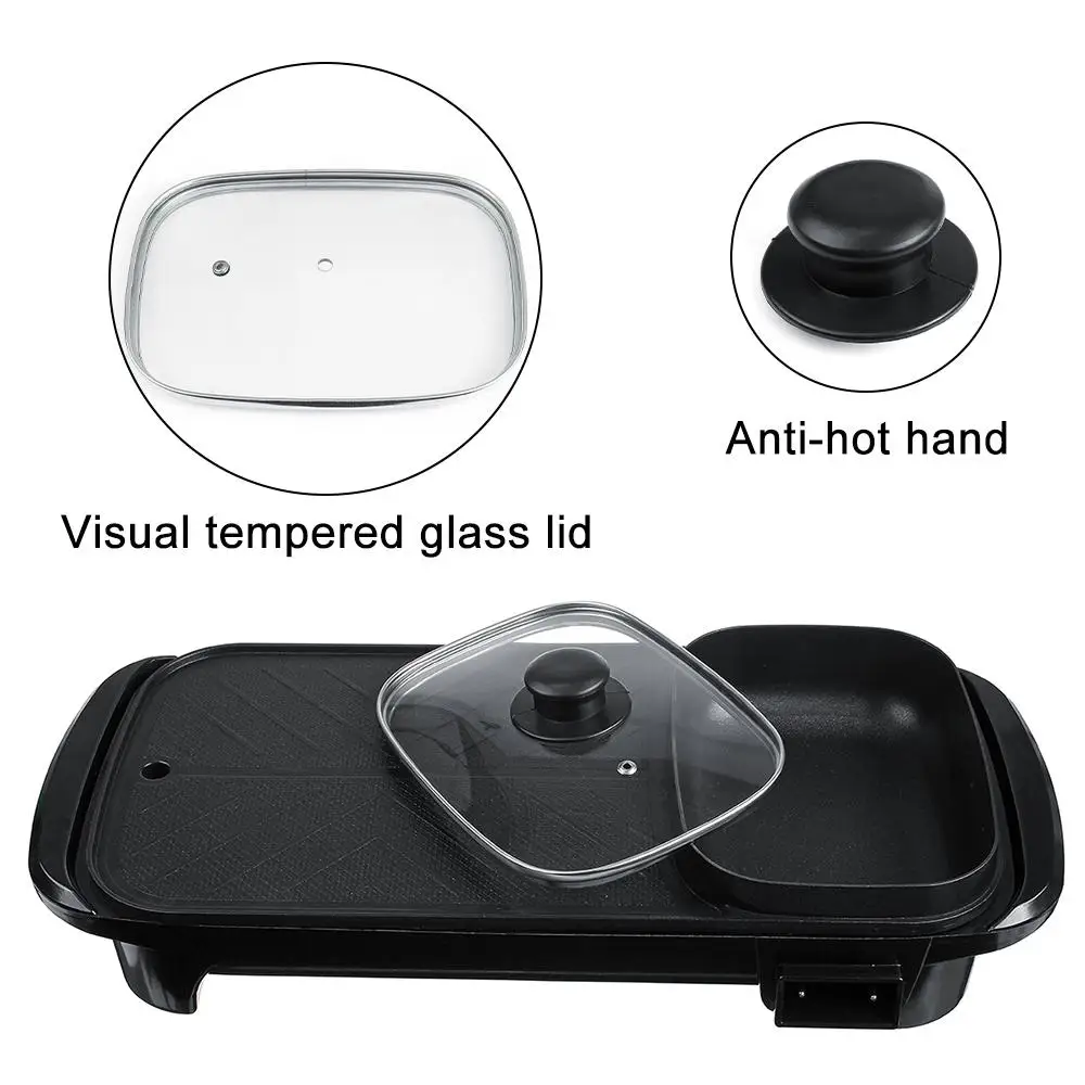

2 In 1 220V 1360W Electric Grill Hot Pot Barbecue Multifunction Buffet Hot Pot BBQ Griddle For Family Friends Gatherings Party