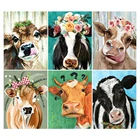 Алмазная 5D Вышивка сделай сам, картина с животными, квадратными, круглыми бусинами, цветами, коровами, блестящее украшение, подарок для хобби