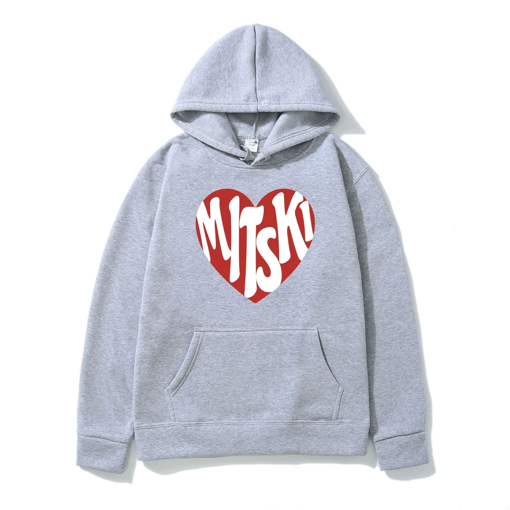 Худи с принтом сердечек Mitski Модный свитшот капюшоном флисовый пуловер в стиле