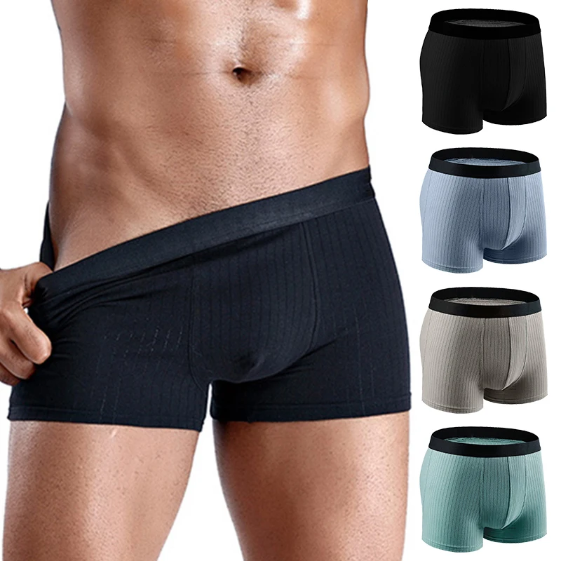 4 шт./лот Мужское нижнее белье однотонные хлопковые боксеры шорты мужское мужские
