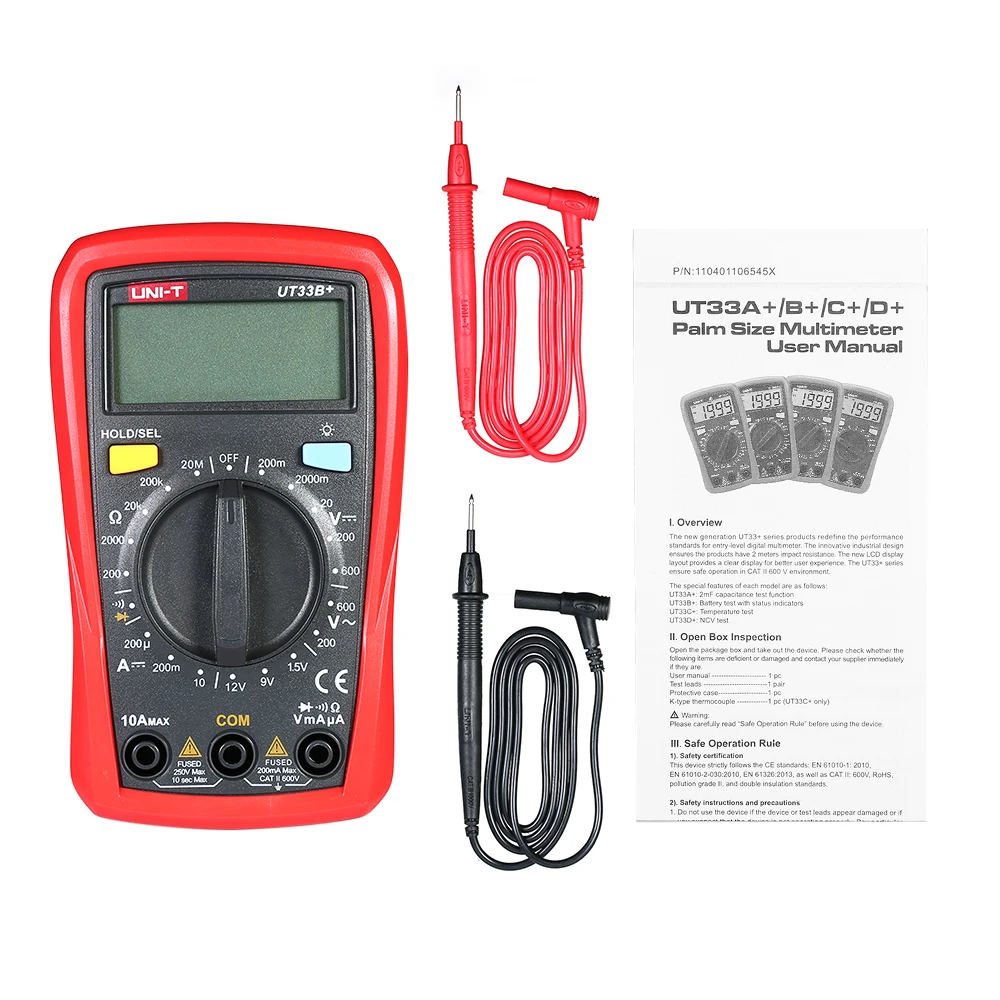 UNI T UT33B + Ручной ЖК цифровой мультиметр DC/AC напряжение DC измеритель тока тестер