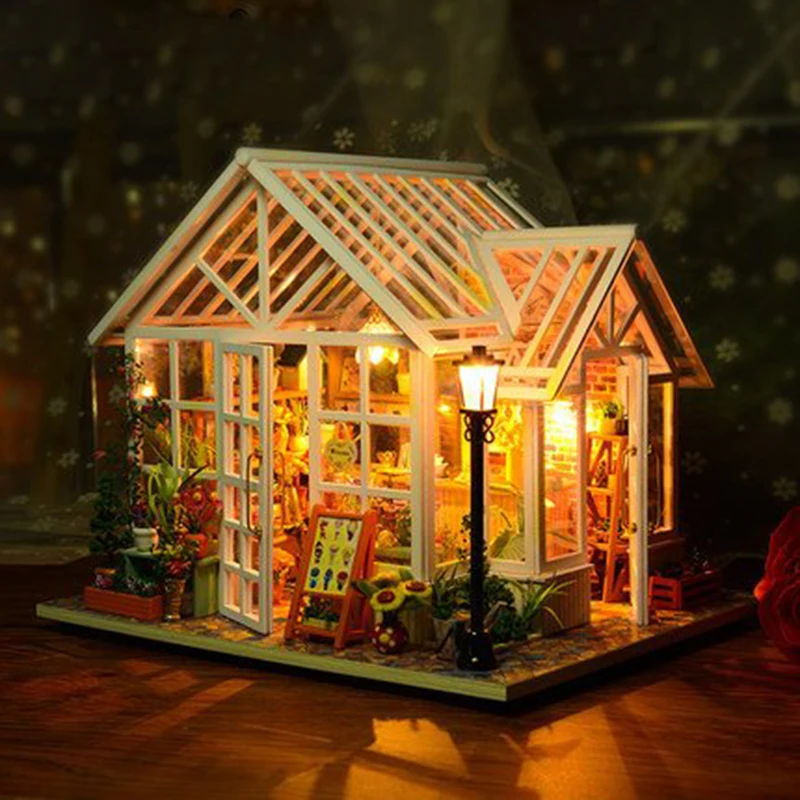

DIY Dollhouse Wooden Doll Houses Miniatures for dolls dollhouse Furniture Kit doll houses Toys for Children Gift Sosa Greenhouse