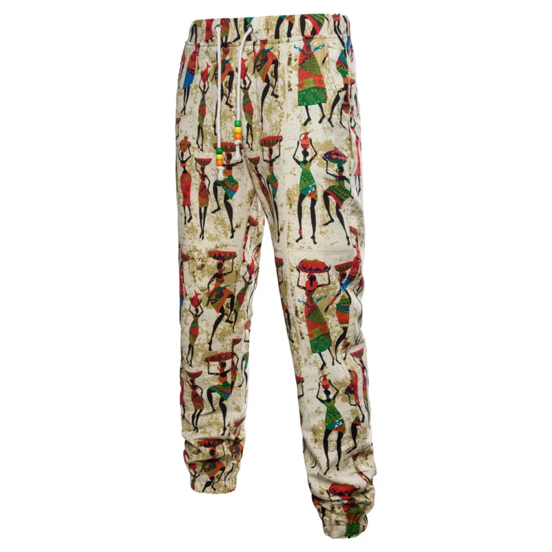 

While Jogger Casual Broek Splice Print Suit Loose Long Broek Linen Bodems Vintage Plus Size Men Potlood Broek Streetwear Pants