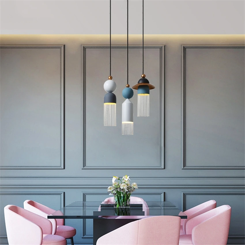 Скандинавские геометрические алюминиевые подвесные светильники со стеклянной