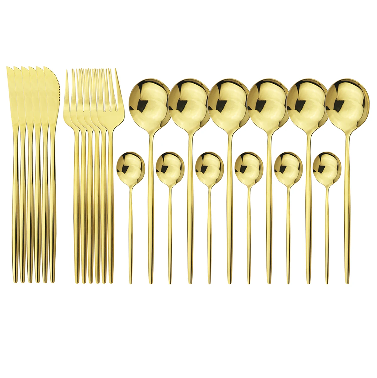 

Knives Forks Coffee Spoon Dinner Tableware Set Kitchen Tableware Flatware Set 24Pcs Gold Stainless Steel Dinnerware Cutlery Set