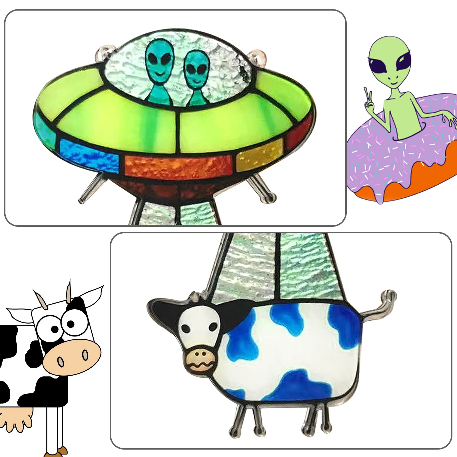 

Creative UFO Alien Cow Pendant Ornaments Home Garden Hanging Decoration Craft Outdoor Children Bedroom Decor Pendants