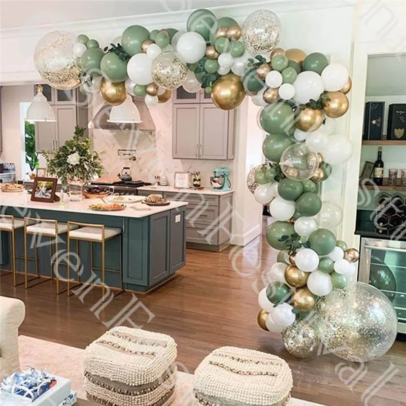 

DIY Balloons Garland Arch 127pcs Retro Dusty Green Balloon Kit Chrome Gold Globos Birthday Baby Shower Wedding Party Decorations