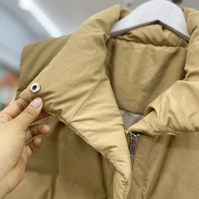 

2020autumn and winter fashion drawstring waistcoat all-match white duck down vest Korean version of the waist and slim down vest