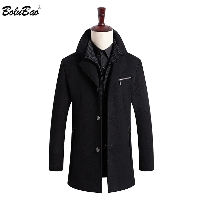 Мужское длинное пальто BOLUBAO модное из смесовой шерсти для зимы|Мужские пальто| |