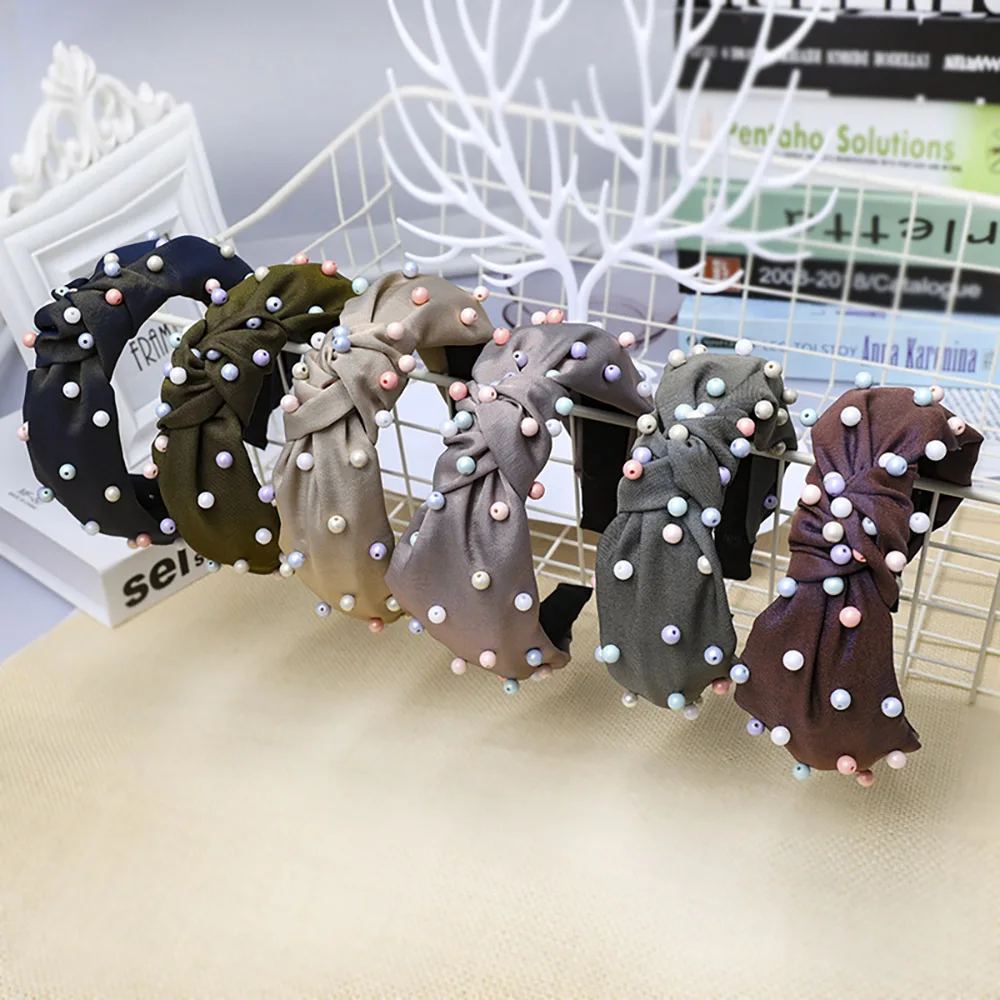 

Geebro Colorful Beads Female Hairband Sweet Lovely Headband Wide Pearl Hairhoop Girls Hair Accessory for Party Engagement