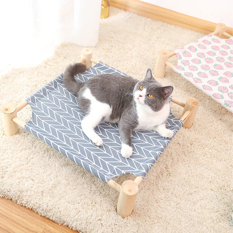 

Camp Bed Cat Hammock Small Dog House Wooden Four Seasons Easily Removed Washed Animal Sleeping Accessories Pet Supplies Goods