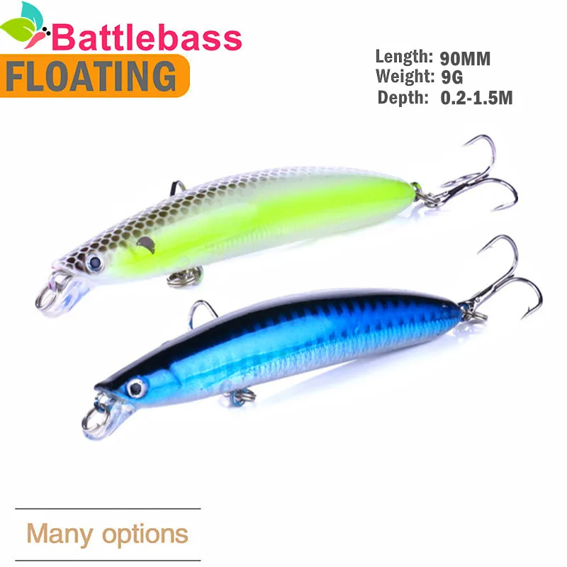 BattleBass 90 мм Вес: 9 гр Рудра жесткая Рыболовная Приманка Minnow приманки искусственные