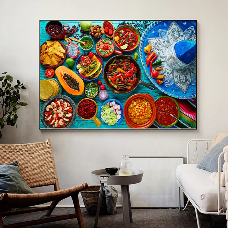 Фото Картины на холсте с мексиканской едой кухонные искусства и красочные принты