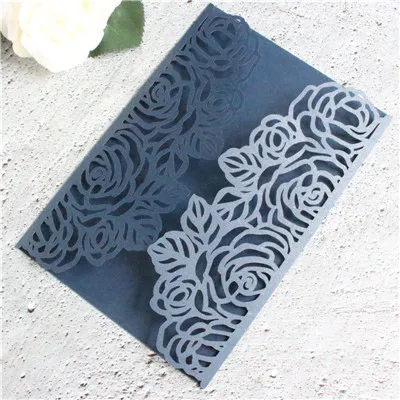 navy blue Листок розы лазерная резка, для свадьбы пригласительная открытка сельская пригласительная 100 шт - Цвет: navy blue