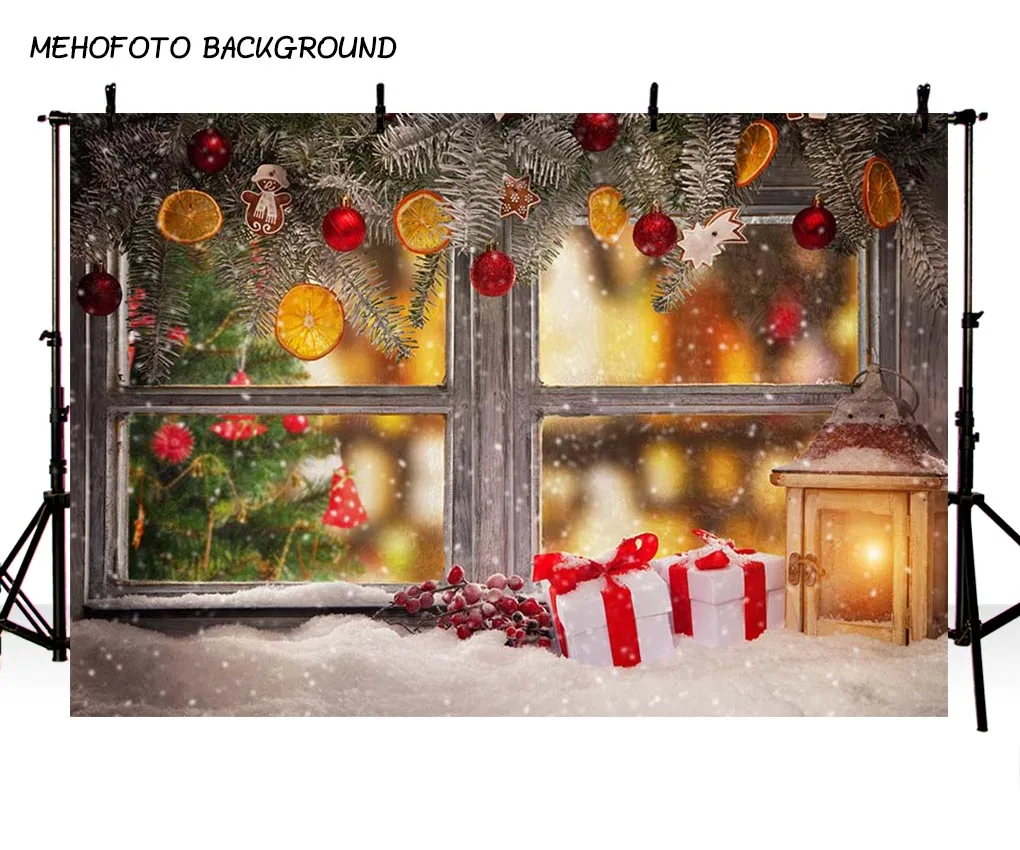Рождественский фон камин дерево зима снег Окно Фон интерьер ребенок день рождения фотография фон для фотостудии