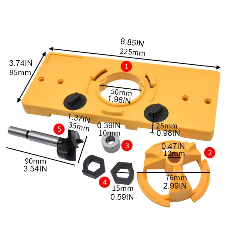 

35mm Hinge Jig Drilling Set Guide Closet Door Hole Opner Puncher Locator Device DIY Woodworking Tools