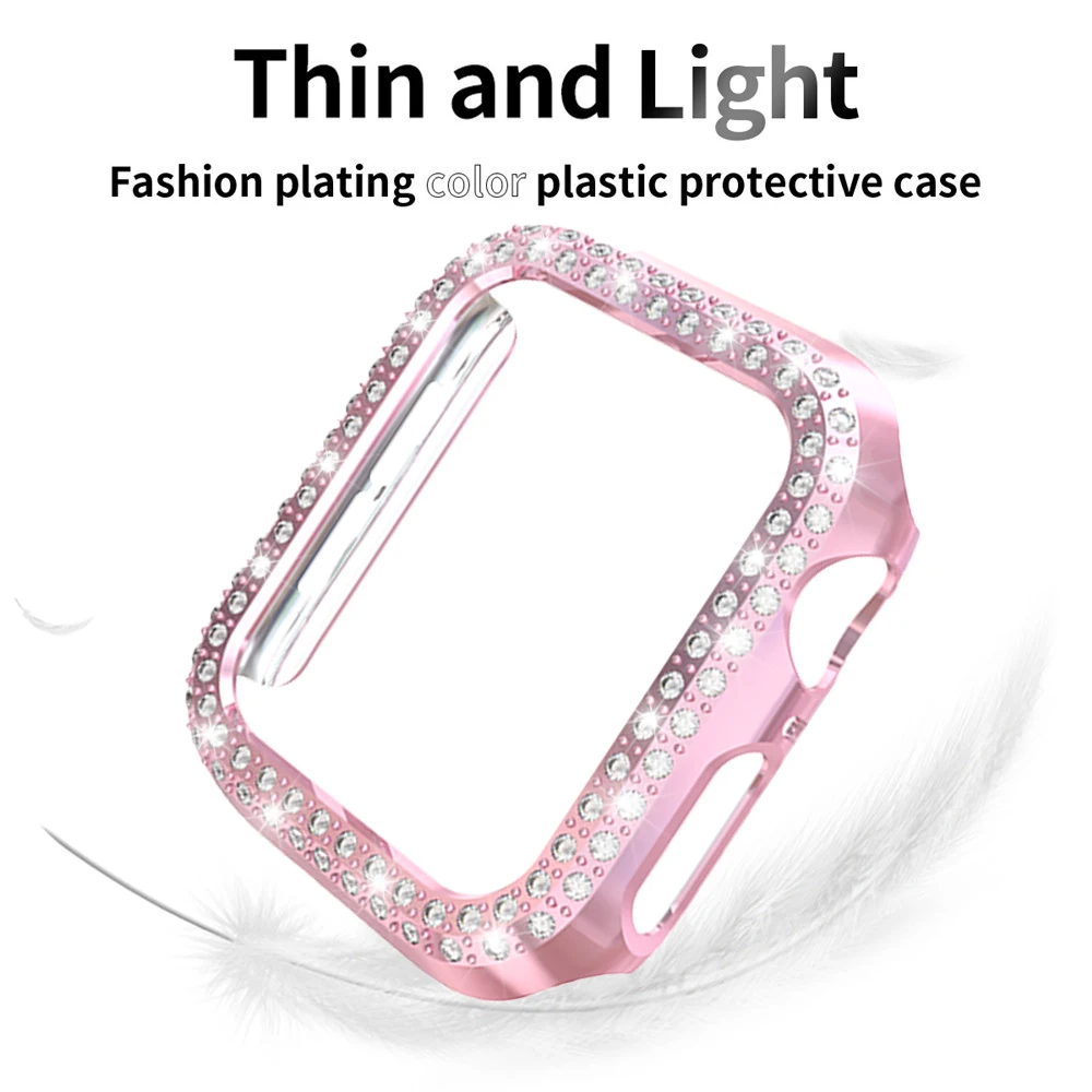 Роскошный Алмазный женский защитный чехол из поликарбоната для Apple Watch серии 6 5 4 3