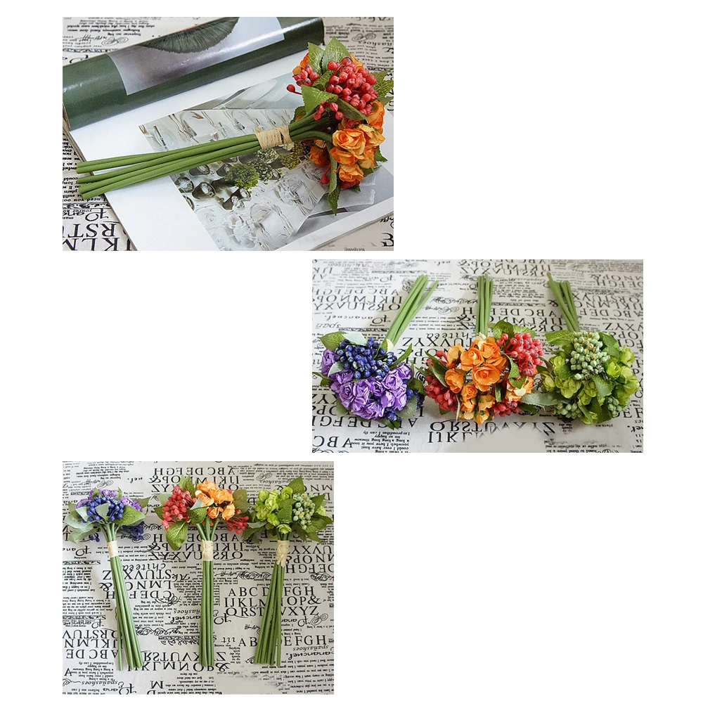 

Wedding Bridal Bouquet Artificial Peony Flowers Berry Bride Wedding Holding Flowers