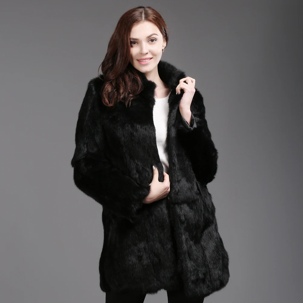 Новые женские пальто из натурального кроличьего меха Женские зимние толстые
