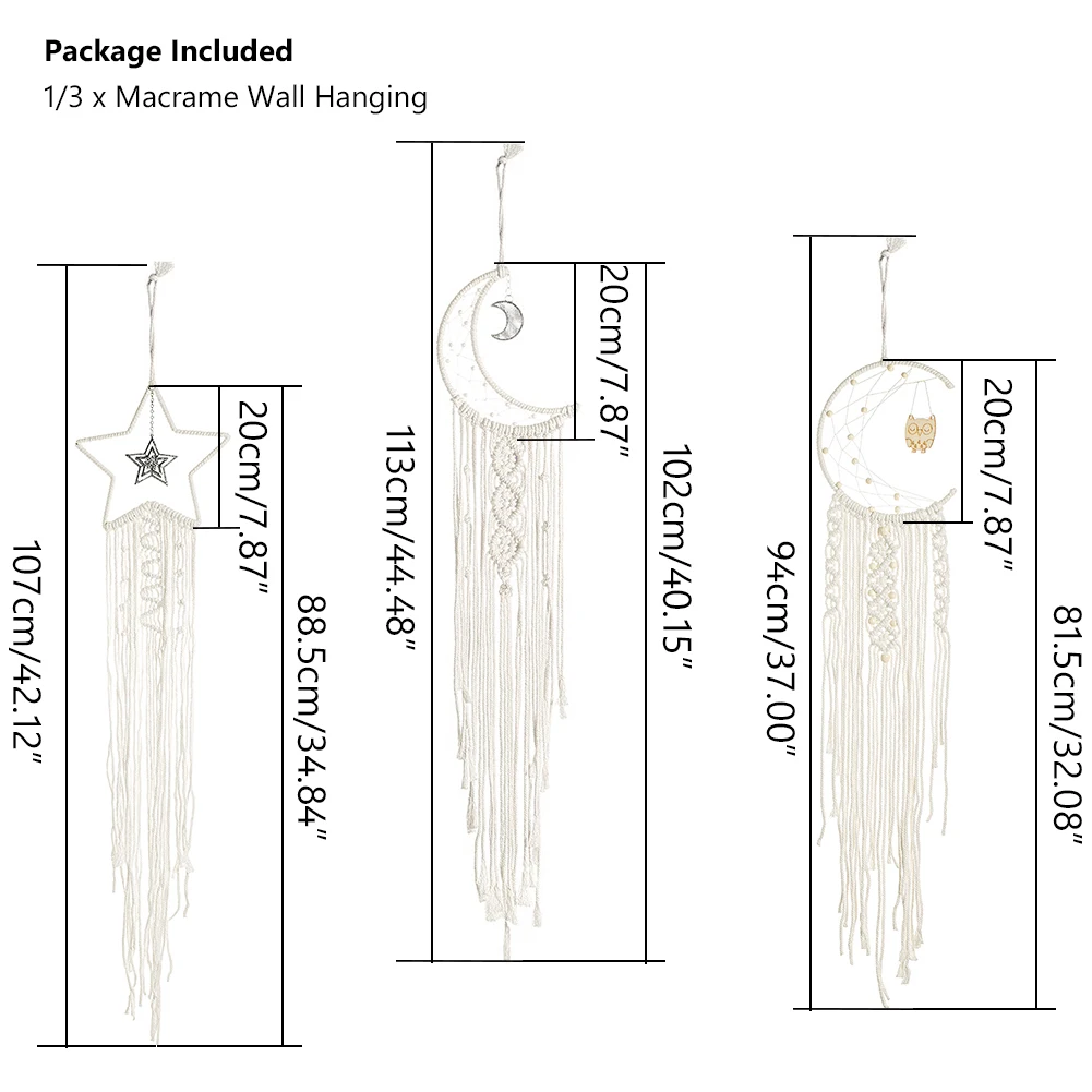 1/3 шт. гобелен из макраме в стиле бохо настенная Мандала кисточка луна и звезда