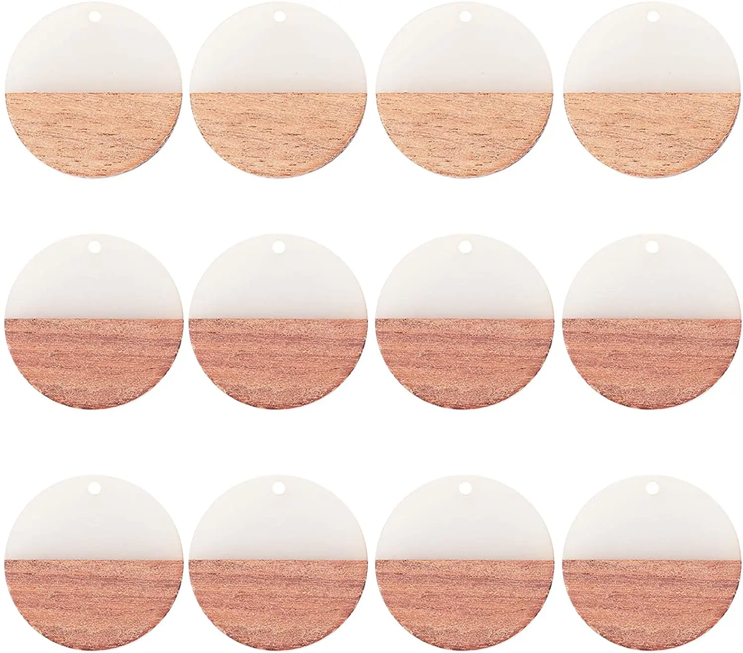 1 box of 12 pieces of walnut resin pendant earrings making kit flat round pendant pendant earrings jewelry accessories