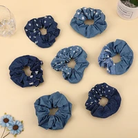 fashion women girls blue denim scrunchies elastic hair rope ring rubber band for hair bands ties ring ponytail hair accessories