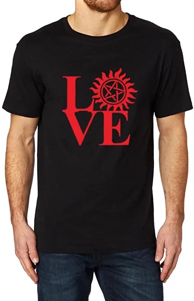 

Men's Love Supernatural Casual T-Shirts Men Tee New 2020 Summer Harajuku Funny Print Tshirt 100% Cotton Cool Breathable T Shirts