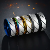 bew fashion ring for men women groove rainbow stainless steel wedding bands trendy fraternal rings casual male jewelry