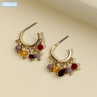 kshmir european and american c shaped alloy earrings color stone pendant exquisite wedding temperament earrings wholesale