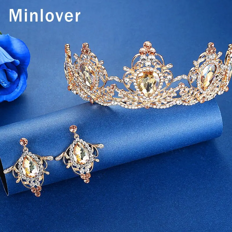 Свадебная Корона Minlover королевская свадебная тиара королева диадема с висячими